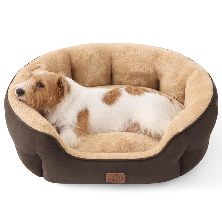 Bedsure Dog Beds for Small Dogs - Round Medium Cat Beds for Indoor Cats, Washable Pet Bed for Puppy and Kitten with Slip-Resistant Bottom, 25 Inches, Taupe