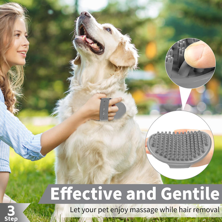 Comotech 6PCS Dog Bath Brush & Dog Toothbrush | Adjustable Handle Shampoo Brush & Scrubber for Short & Long Haired Dogs & Cats | Effectively Solve Odor & Stain Removal Problems (Blue Blue Blue.)