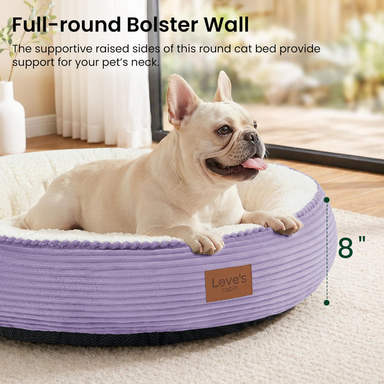 Love's cabin Round Donut Cat and Dog Cushion Bed, 20in Bed for Cats or Small Dogs, Anti-Slip & Water-Resistant Bottom, Super Soft Durable Fabric Pet Beds, Washable Luxury Cat & Dog Bed Gray