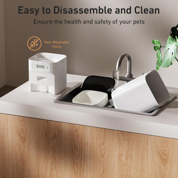 Automatic Dog Feeder with Elevated Stand - 7L Cat Food Dispenser with Large Food Tray, Timed Auto Cat Feeder for Dry Food, 6 Meals Per Day, No-Jam, Freshness Design, Detachable for Easy Clean