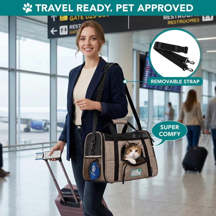 PetAmi Airline Approved Pet Carrier for Cats & Small Dogs, Soft Sided TSA Travel Carrier Bag with Sherpa Bed, Breathable Mesh Ventilation, Collapsible Bowl, Fits Under Seat, Up to 18 lbs, Small Pink