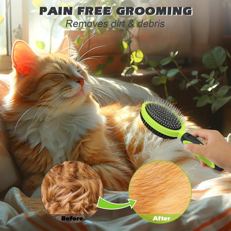 2PCS Pet Grooming Tools - Double-Sided Brush for Shedding and Bathing, Suitable for Short/Long Haired Dogs Cats and Horses, Deshedding Dog Brush, Mane & Tail Combs for Horses - Pet Supplies (Blue)