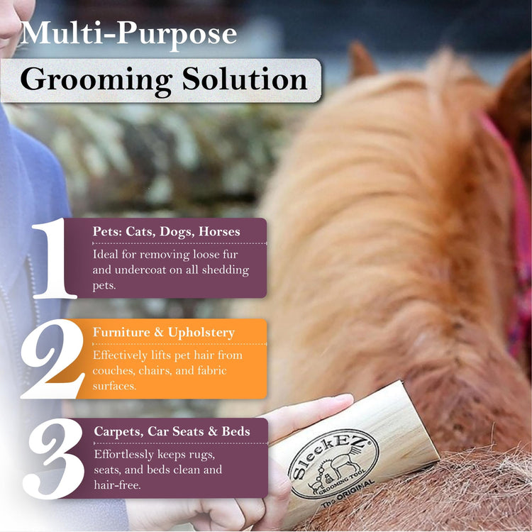SleekEZ Dog Brush for Shedding & Dog Grooming Supplies | Pet Hair Removal Tool | Great For All Fur Types | For Short, Medium, & Long Hair Pets | Reduces Shedding by 95% | Made in USA | 5 inch