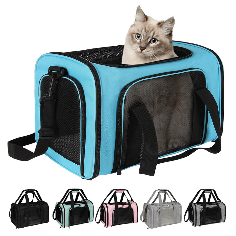 Cat, Dog Carrier for Small Medium Pet Carriers Up to15Lbs, Cats Carrier Soft- Sided Puppy Dogs Bag Portable Foldable Airline Approved Carrier Travel (Green 18 * 11 * 11)