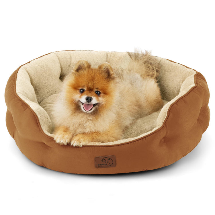 Bedsure Dog Beds for Small Dogs - Round Medium Cat Beds for Indoor Cats, Washable Pet Bed for Puppy and Kitten with Slip-Resistant Bottom, 25 Inches, Taupe