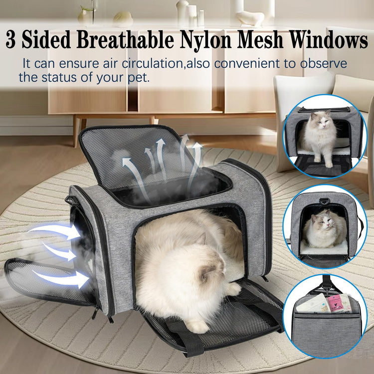 Cat, Dog Carrier for Small Medium Pet Carriers Up to15Lbs, Cats Carrier Soft- Sided Puppy Dogs Bag Portable Foldable Airline Approved Carrier Travel (Green 18 * 11 * 11)