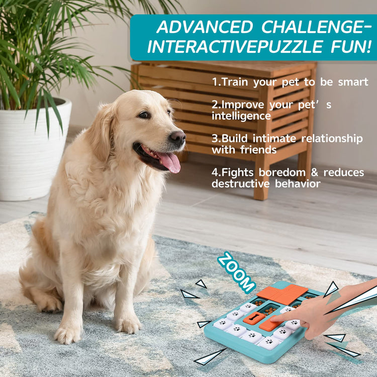 FOXMM Interactive Dog Treat Puzzle Toys for IQ Training & Mental Stimulating,Fun Slow Feeder,Large Medium Small Dogs Enrichment Toys with Squeak Design
