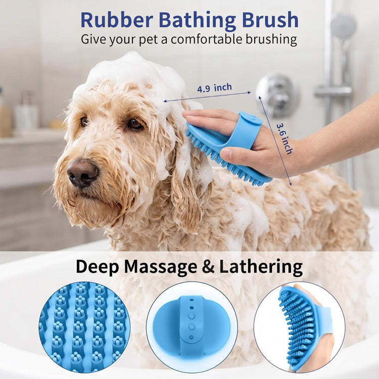 5-Piece Pet Grooming Kit for Dogs & Cats - Professional Deshedding, Detangling & Bathing Set for Long, Curly & Thick Coats - Blue
