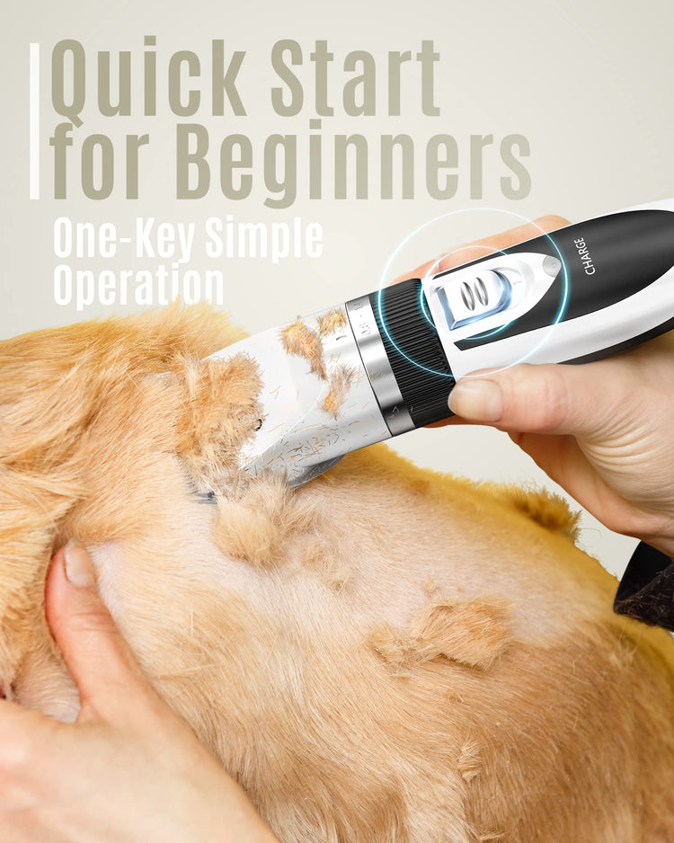oneisall Dog Clippers Low Noise, Dog Grooming Kit with Rechargeable, Pet Shaver Cordless Electric Quiet Hair Clipper Set for Dogs Cats Pets（Gold）