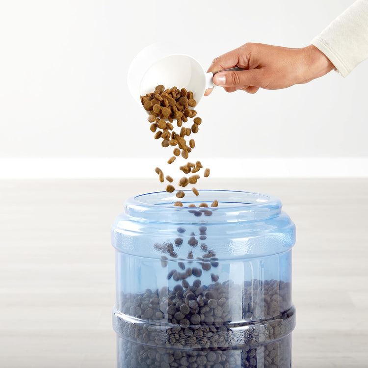 Amazon Basics Gravity Pet Food Feeder for Dogs and Cats, Easy to Clean, Easy to Fill, Removable Lid, 6-Pound Capacity, Small, Gray