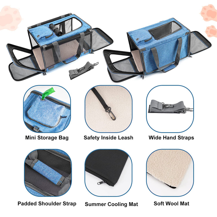 GAPZER Pet Carrier for Large Cats, Soft-Sided Cat Carrier for Medium Big Cats and Puppy up to 20lbs, Washable Dog Carrier Privacy Protection for Home Outdoor Travel