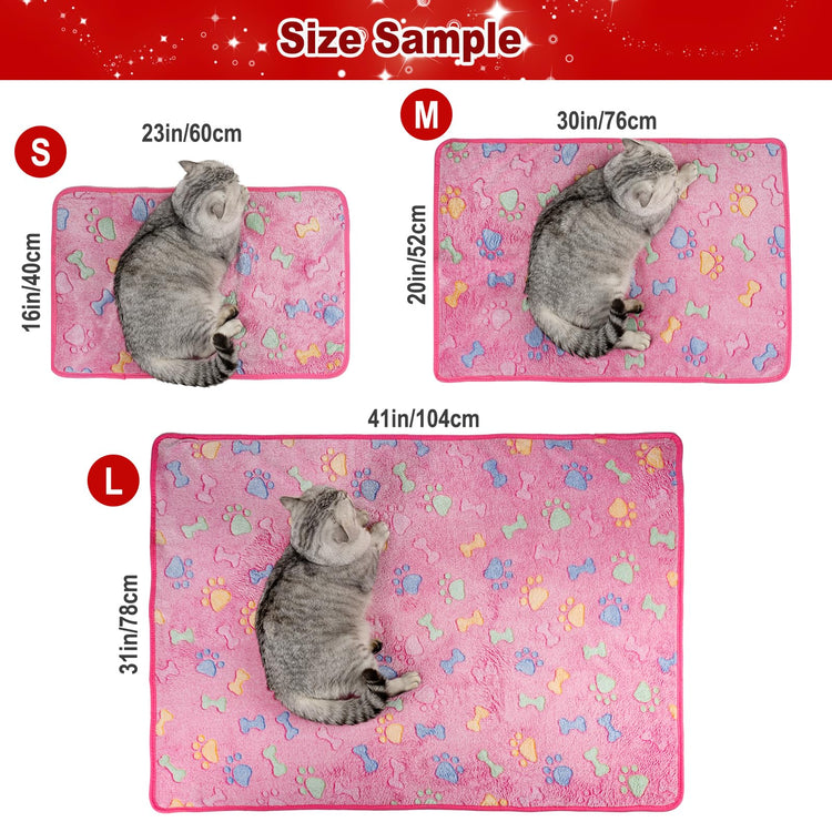 Dono 1 Pack 3 Dog Blankets, Soft Fluffy Fleece Pet Blanket Warm Sleep Mat Paw Print Design Puppy Kitten Throw Blanket Doggy Mat Blanket for Dogs