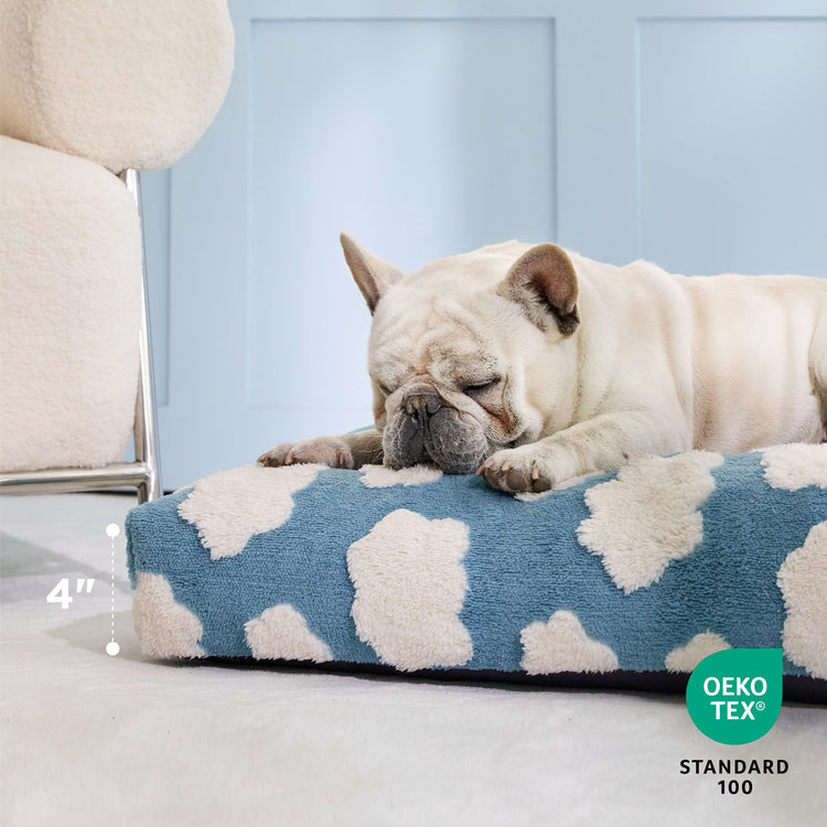 LE SURE Dog Beds Medium Size-Thick Shredded Chopped Foam Pet Bed as Gift for Indoor with Removable Cover, Cute Modern Fuzzy Plush & Anti Slip Bottom, Green