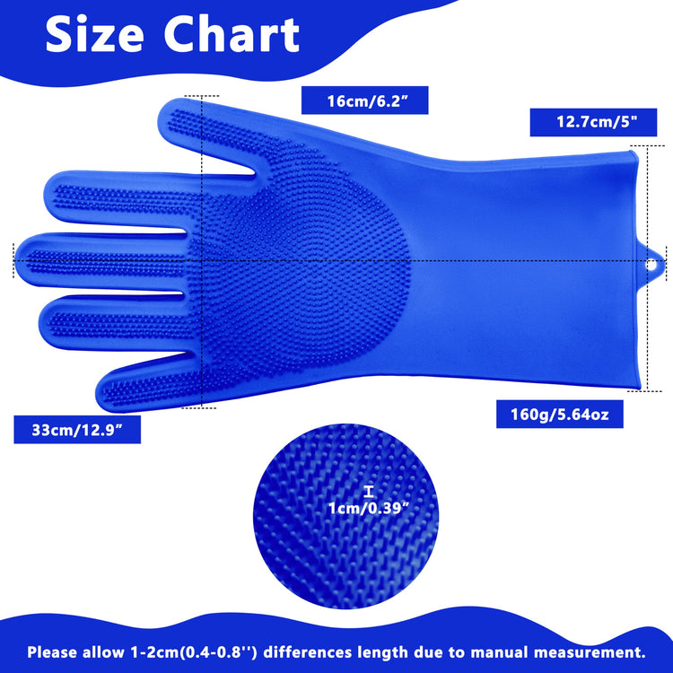 Pet Grooming Gloves—Dog Washing Gloves with High-Density Teeth, Dog Bath Scrubber with Enhanced Five Finger Design, Silicone Gloves for Dogs and Cats Bathing, Massage (Blue)