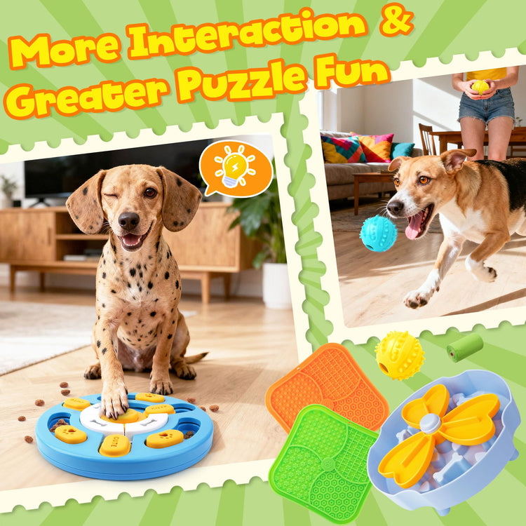 Forfon 9 Pack All-Around Dog Puzzle Toy Set -Mentally Stimulating Dog Enrichment Toys for Small to Medium Smart Dogs, Includes Dog Lick Mat with Suction Cups