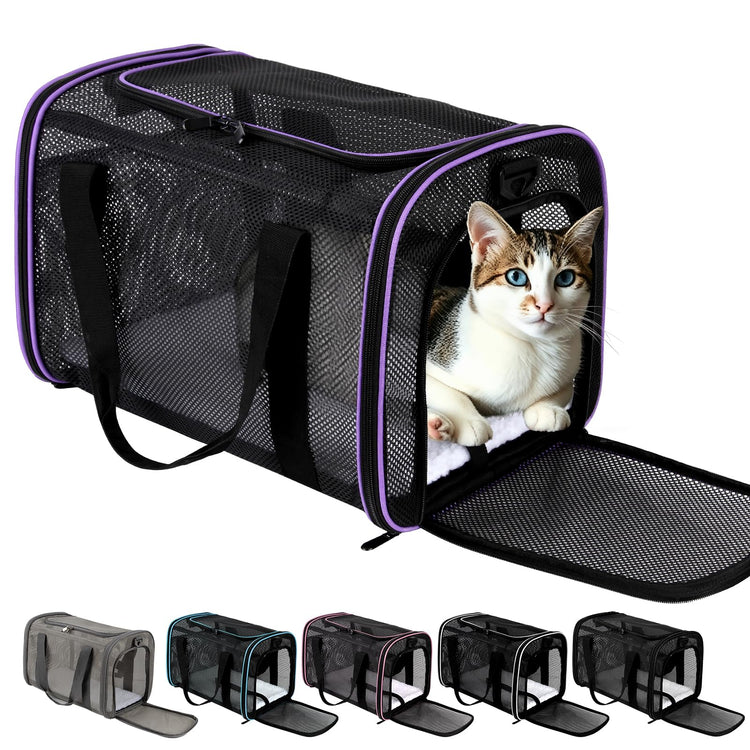 Cat Carrier Dog Carrier Pet Carriers Soft-Sided Cats Bag Animal Carriers Puppy Carrying Bag TSA Airline Approved Small Dog Carrier Soft Sided, Collapsible Travel Carriers for Big Cats(Up to 16lbs),