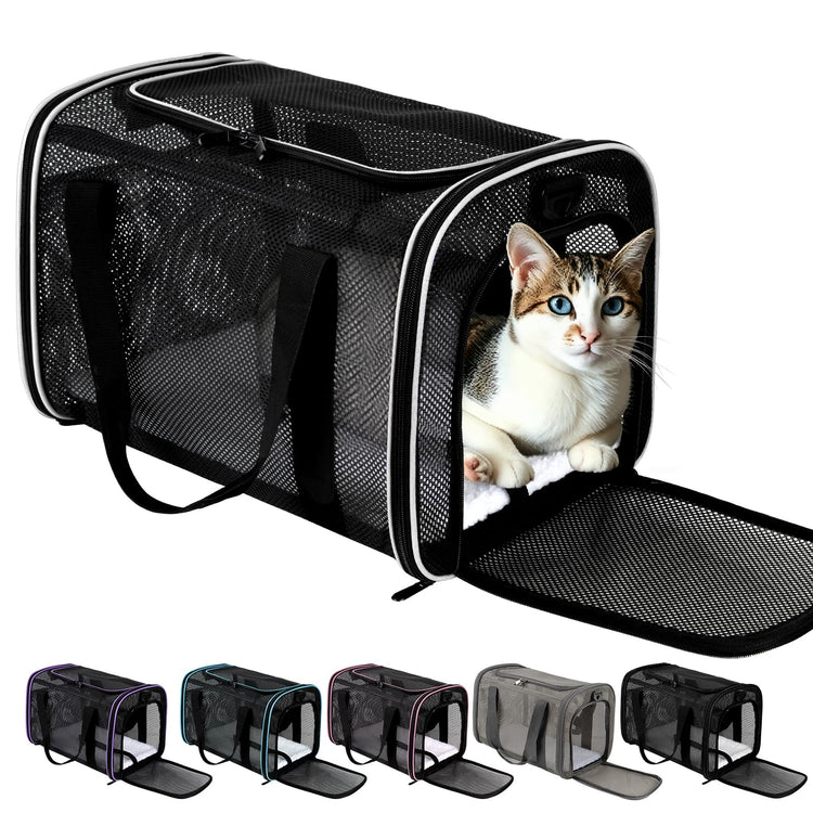 Cat Carrier Dog Carrier Pet Carriers Soft-Sided Cats Bag Animal Carriers Puppy Carrying Bag TSA Airline Approved Small Dog Carrier Soft Sided, Collapsible Travel Carriers for Big Cats(Up to 16lbs),