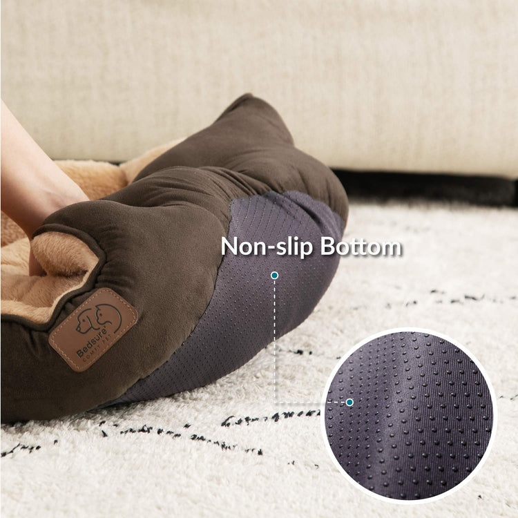 Bedsure Dog Beds for Small Dogs - Round Medium Cat Beds for Indoor Cats, Washable Pet Bed for Puppy and Kitten with Slip-Resistant Bottom, 25 Inches, Taupe