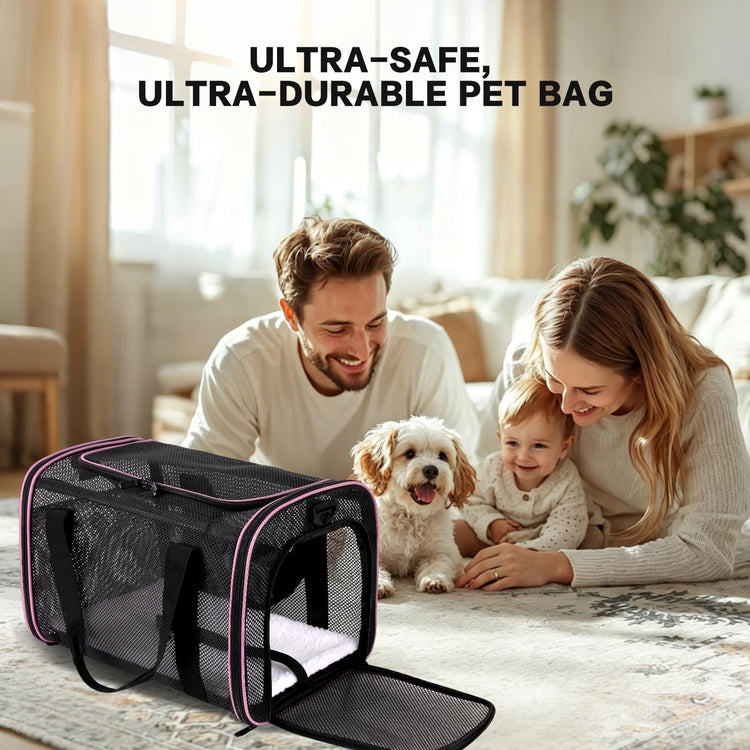 Cat Carrier Dog Carrier Pet Carriers Soft-Sided Cats Bag Animal Carriers Puppy Carrying Bag TSA Airline Approved Small Dog Carrier Soft Sided, Collapsible Travel Carriers for Big Cats(Up to 16lbs),
