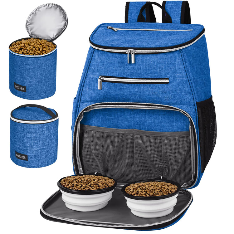 BAGLHER丨Dog Travel Bag Backpack, Airline Approved Pet Supplies Backpack, Dog Travel Bag with 2 Silicone Collapsible Bowls and 2 Food Baskets, Black