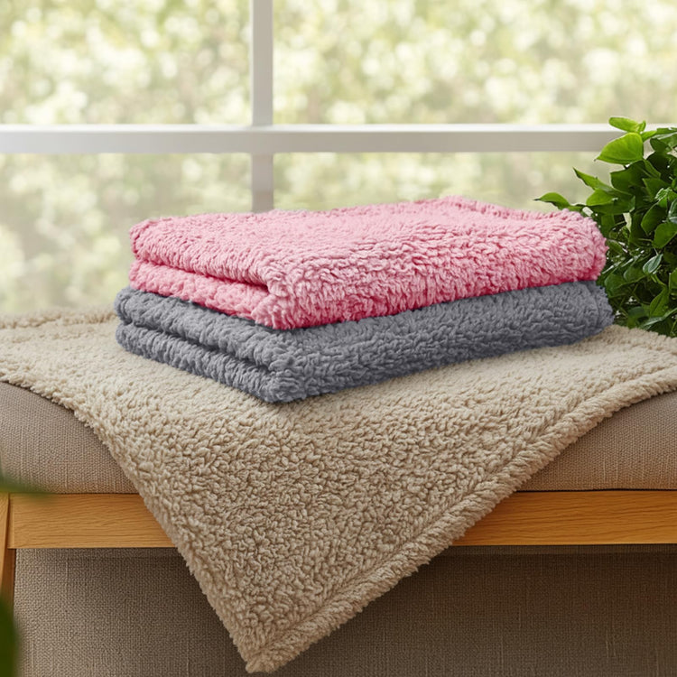 1 Pack 3 Calming Blankets Fluffy Premium Fleece Pet Blanket Soft Sherpa Throw for Dog Puppy Cat Beige Small (23" x16'')