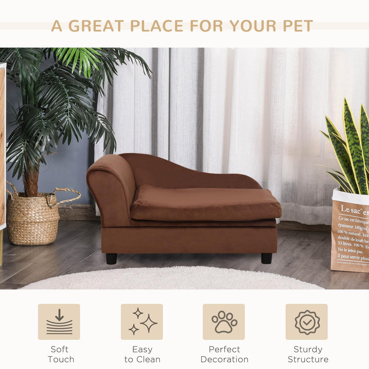 PawHut Luxury Fancy Dog Couch with Hidden Storage, Small Dog Sofa Bed with 2" Soft Foam, Modern Pet Furniture for Puppies & Little Breeds, Green