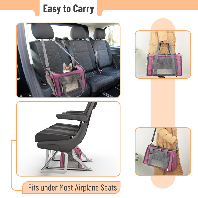 Mr. Pen- Pet Carrier, 17.5" x 11.2" x 11.5", Medium Size, Gray, Portable Travel Carrier for Small Pets, Cats & Small Dogs, Breathable Mesh, Safety Inner Leash, Side Pocket & Padded Shoulder Strap
