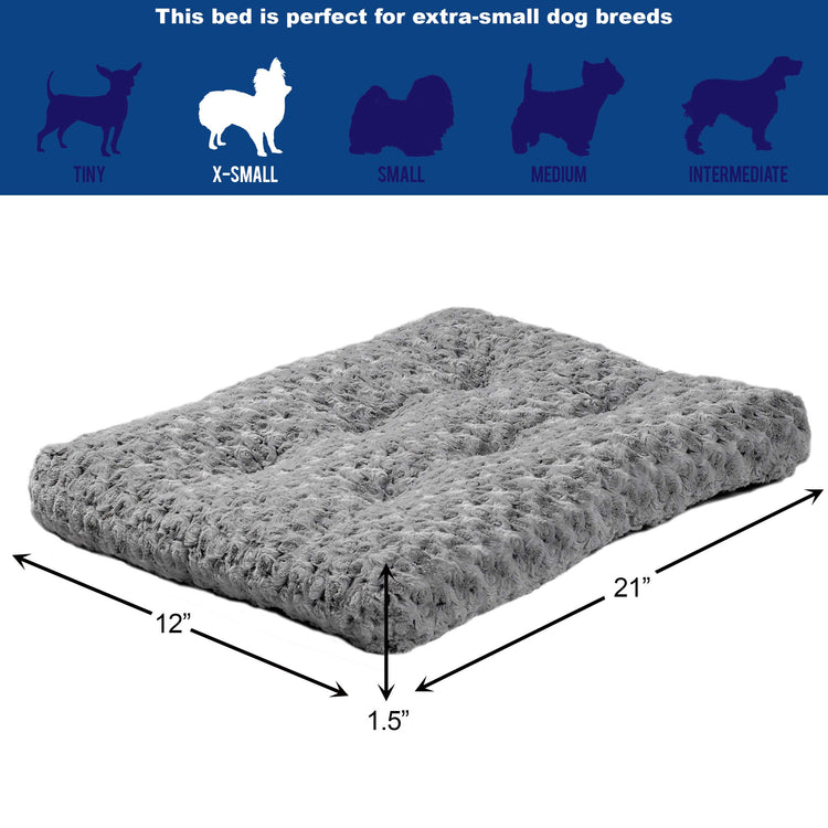 MidWest Homes for Pets XXS QuietTime Deluxe Gray Ombré Swirl Plush Pet Bed, Machine Washable, Non-Skid Bottom, Soft Crate Mat for 18-inch Crates