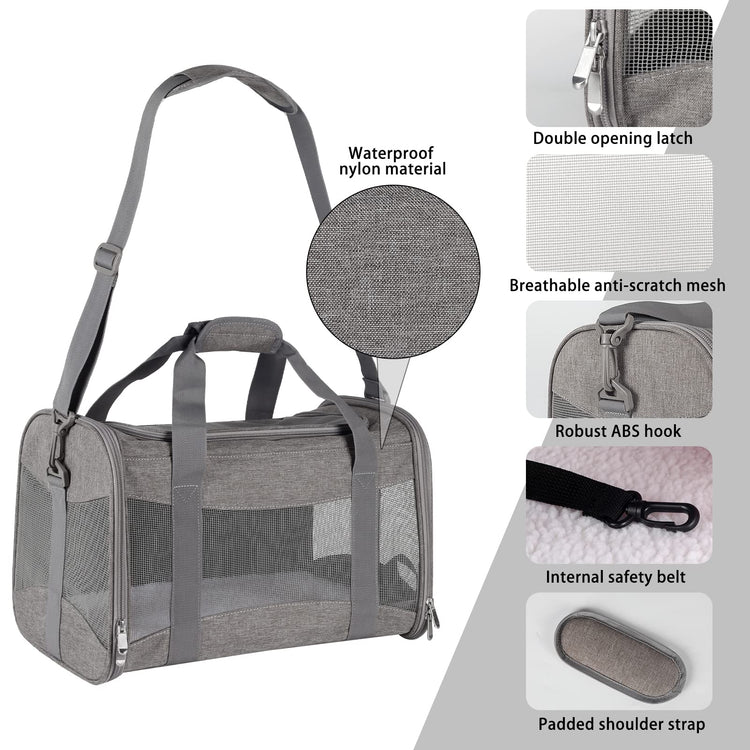 Cat Dog Carriers Soft-Sided Pet Carrier Large Cats for Medium Big Cat Small Dog Puppy up to 16lbs TSA Airline Approved Animal Collapsible Cat Carrier Carriers Travel Carrier Cat Bag (17x11x11)