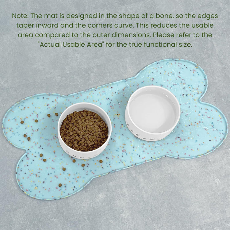PWTAA Dog Food Mat Anti-Slip Silicone Dog Bowl Mat Thicker Pet Placemat Waterproof Cat Feeder Pad with Raised Edge Puppy Kitten Feeding Mats Suitable Small Medium-Sized Dogs Cats Eating Tray