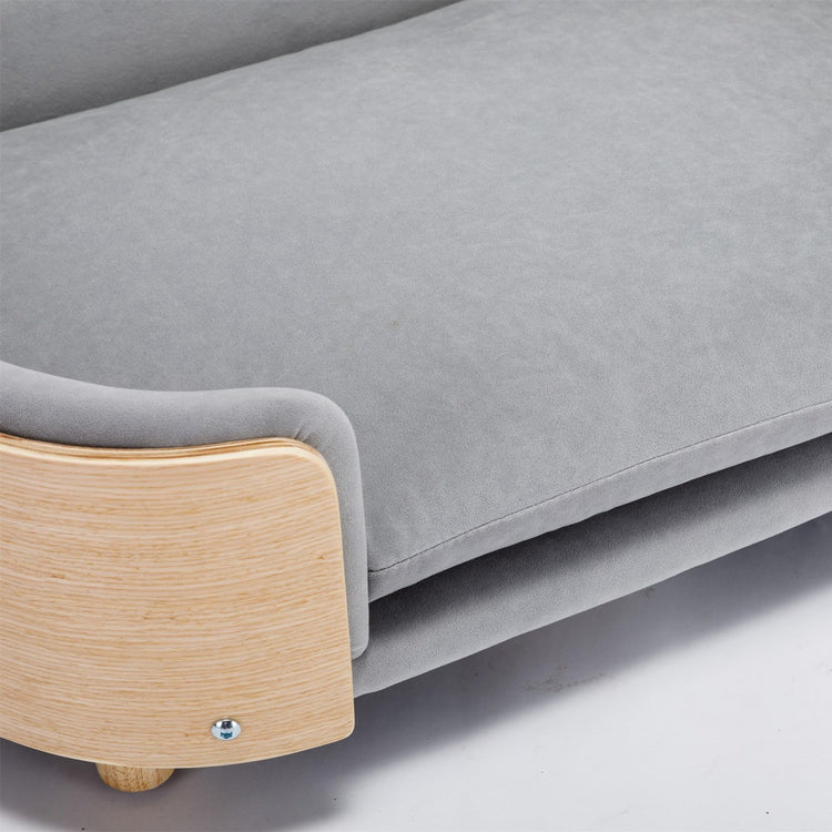 Dog Sofa, Dog Beds with Removable Cushion Pet Sofa with Solid Wood Legs and Bent Wood Back Dog Couch for Dogs and Cat-Small Light Grey