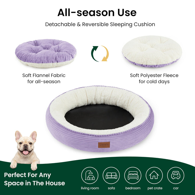 Love's cabin Round Donut Cat and Dog Cushion Bed, 20in Bed for Cats or Small Dogs, Anti-Slip & Water-Resistant Bottom, Super Soft Durable Fabric Pet Beds, Washable Luxury Cat & Dog Bed Gray