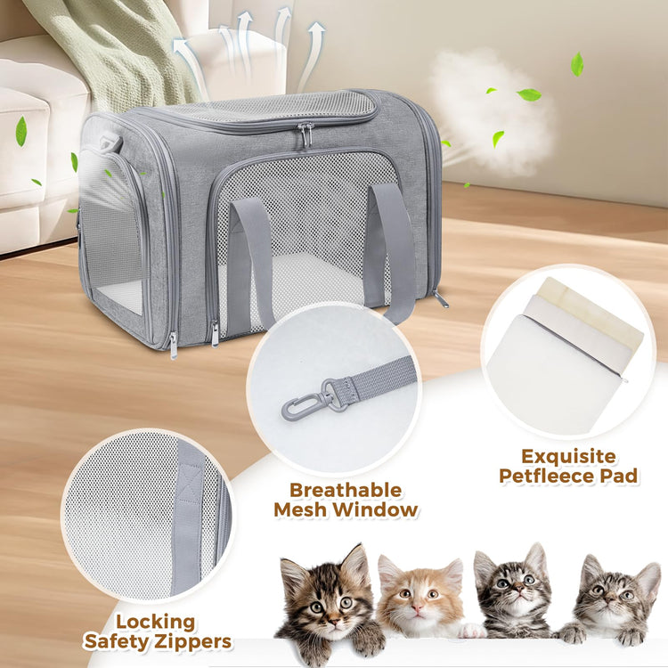 Cat Carrier Soft for Pets Up to 15 Lbs, Cat Travel Bag Soft-Sided with Padded Shoulder Strap, Pet Dog Carriers for Small Dogs Travel Puppy Carry Airline Approved, Pink