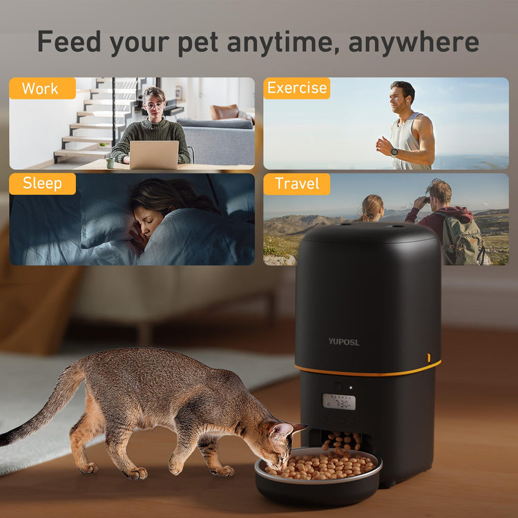 Yuposl Automatic Cat Feeders - 2L Cat Food Dispenser Easy to Use, Timed Automatic Pet Feeder with Over 180-day Battery Life, 1-6 Meals Dry Food Programmable Portion Control Also for Dogs