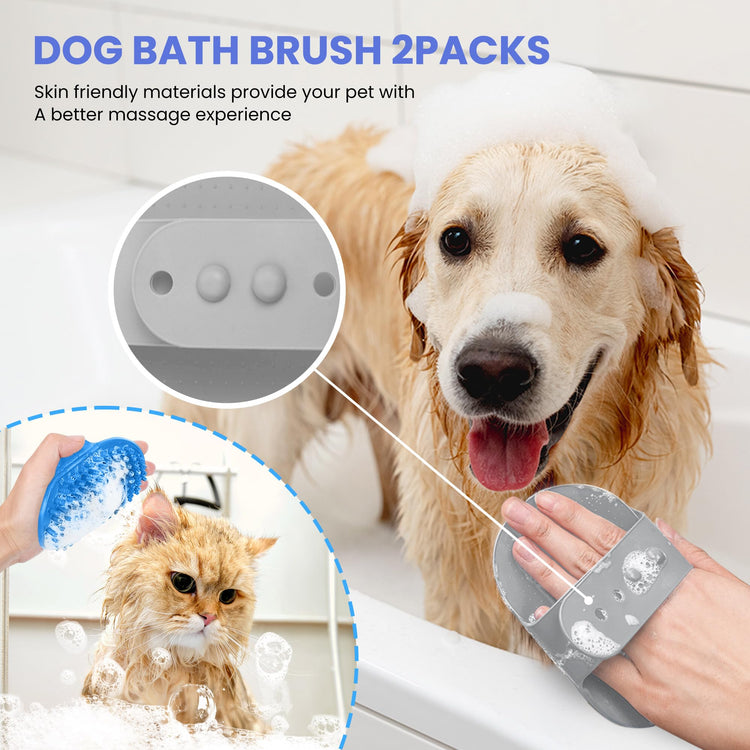 Self Cleaning Shedding Brush - 5-in-1 Professional Pet Grooming Kit Skin Friendly Grooming Tool for Dogs, Cats, and Puppies, Deshedding and Hair Removal for Long and Short Haired Pets, Blue