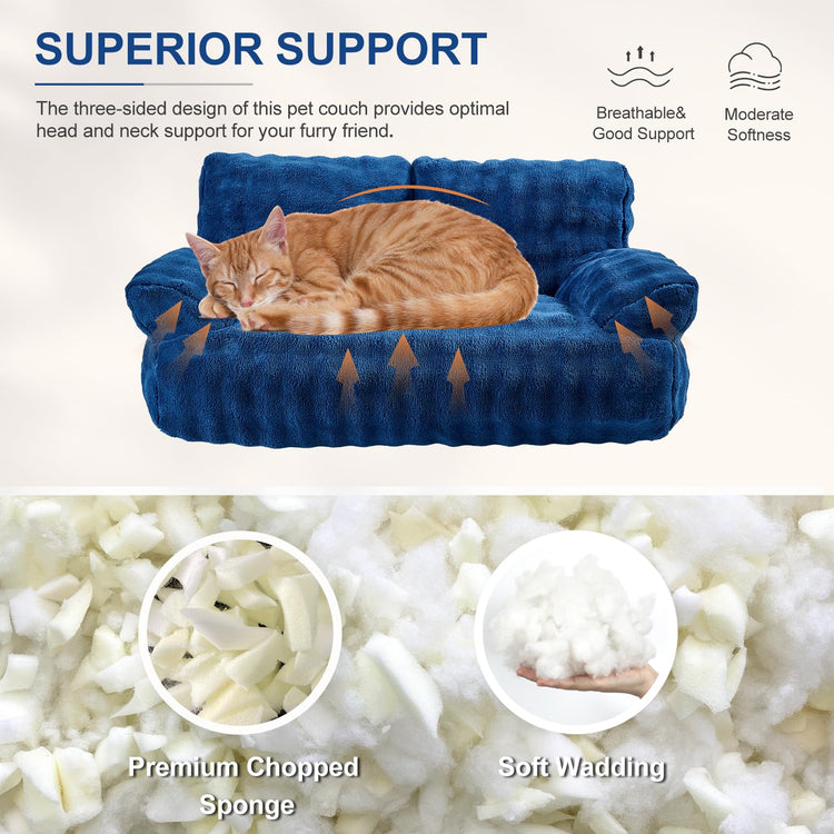 Cat Couch Bed, Cute Soft Pet Sofa for Indoor Cats Kittens Puppies with Removable Washable Cover, 26"x15", Dusty Purple