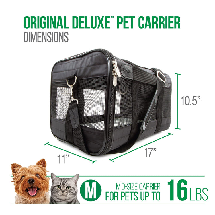 Sherpa Original Deluxe Travel Pet Carrier, Airline Approved - Black, Large