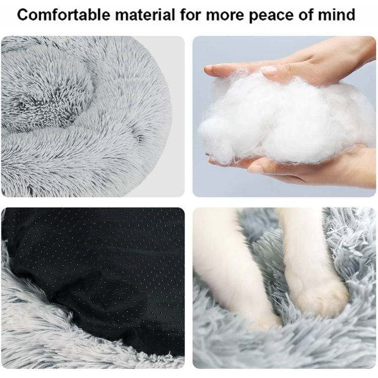 Dog Bed for Small Medium Large Dogs Cats, 20 inch Calming Washable-Round Cozy Soft Pet Bed for Puppy and Kitten with Slip-Resistant Bottom