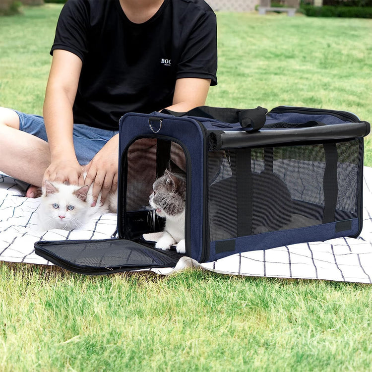 GAPZER Pet Carrier for Large Cats, Soft-Sided Cat Carrier for Medium Big Cats and Puppy up to 20lbs, Washable Dog Carrier Privacy Protection for Home Outdoor Travel