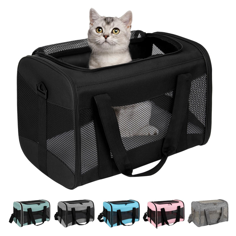 Cat Dog Carriers Soft-Sided Pet Carrier Large Cats for Medium Big Cat Small Dog Puppy up to 16lbs TSA Airline Approved Animal Collapsible Cat Carrier Carriers Travel Carrier Cat Bag (17x11x11)