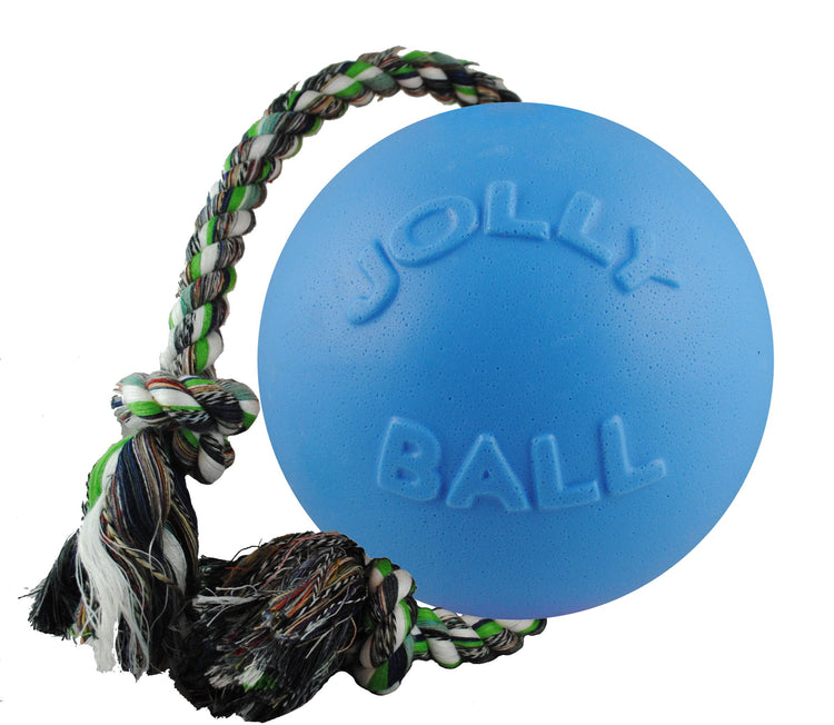Jolly Pets Romp-n-Roll Rope and Ball Dog Toy, 6 Inches/Medium, Red (606 RD)