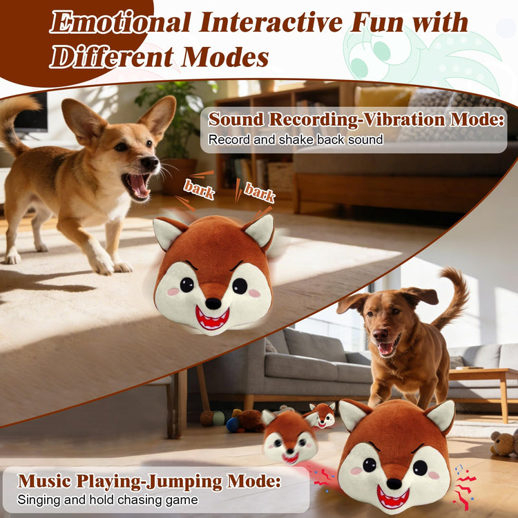 Mity rain Interactive Dog Toys with Thicken Plush, Moving Dog Toy with Recording Mode Shaking & Singing Mode Bouncing, Funny Ball Jumping to Keep Them Busy & Chase, Rechargeable (Octopus)