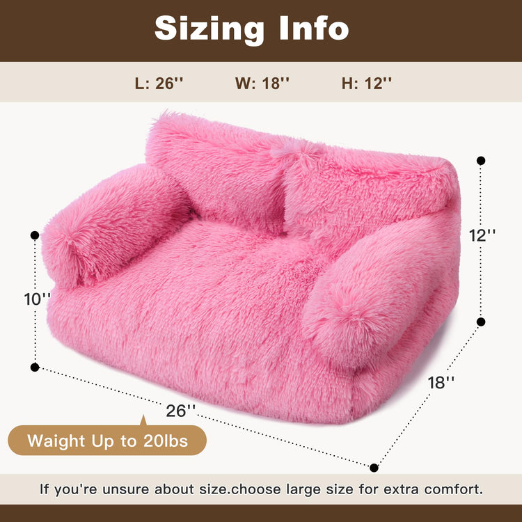Large Cat Beds for Indoor Cats, Dog Couch Bed, Cute Cat Couch Sofas for Less 20lbs Kitten Puppy, Small Dog Sofas & Chairs with Removable Washable Cover, Soft Warm Pet Furniture, Cream