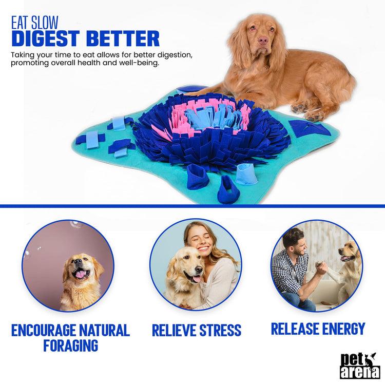 PET ARENA Snuffle Mat for Dogs - Adjustable Interactive Puzzle Toy for Large & Small Breed Slow Feeder for Mental Stimulation & Stress Relief Encourages Natural Foraging Ideal for Indoor & Outdoor Use