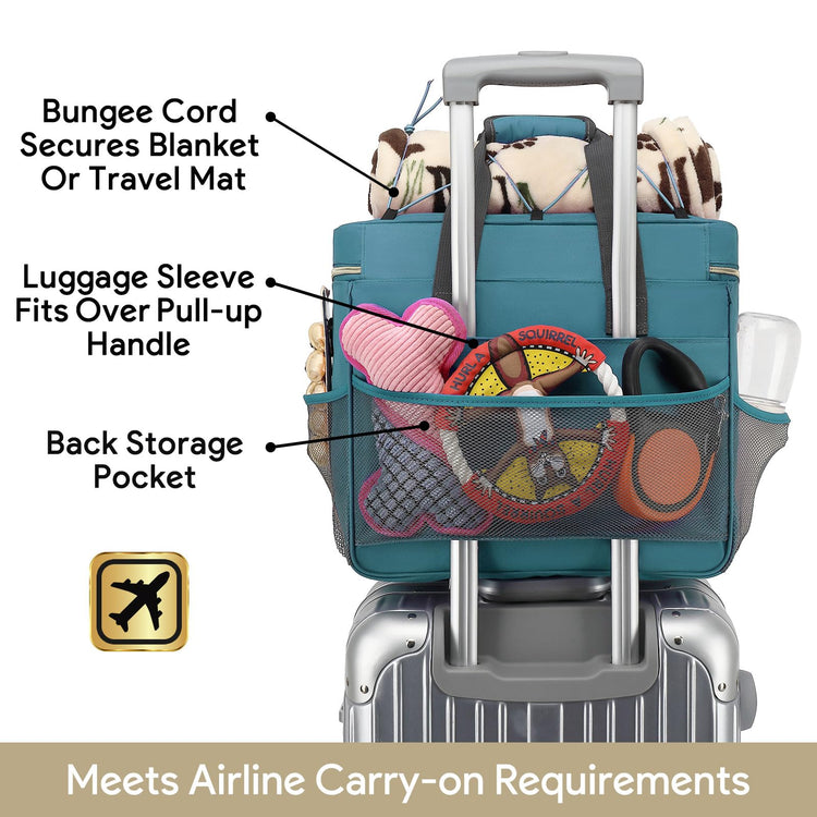 Dog Travel Bag for Traveling| Week Away/Overnight Dog Travel Accessories with Multi-Function Pockets| Travel Set for Dogs and Cats|Ideal Pet Diaper Bag and Pet Gift Kit(Grey)