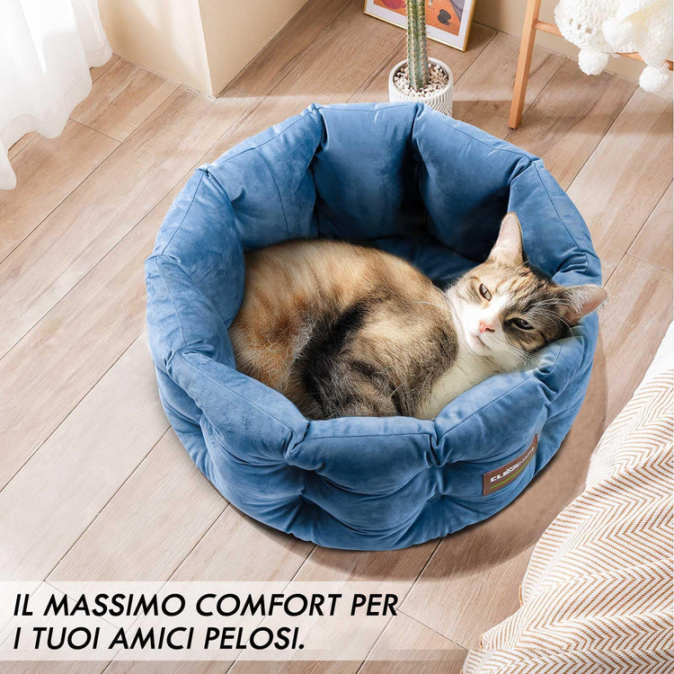 ClevaHome Cat Dog Bed for Small Pets up to 15lbs - Round Cat Beds for Indoor Cats, Machine Washable Comfortable Pet Bed for Puppy and Kitten with Non-Slip Bottom (Washed Green)
