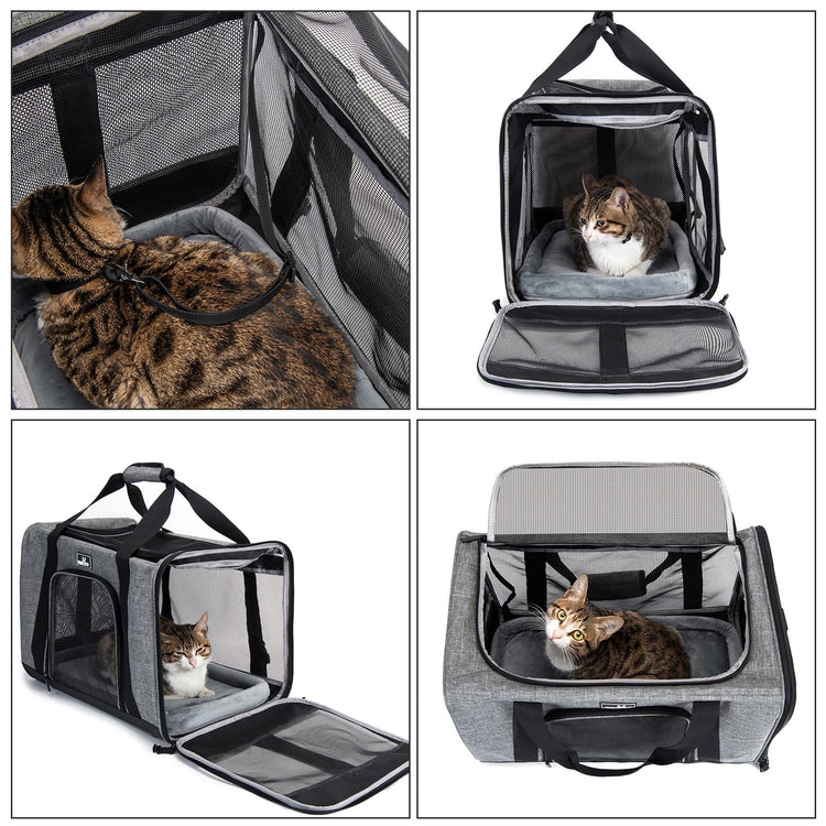 Wakytu Airline Approved Pet Carrier, TSA Approved Soft Sided Travel Bag for Small Dogs and Cats, 5 Mesh Windows & Padded Shoulder Strap for Plane Underseat, 17.7"x11"x8.3"