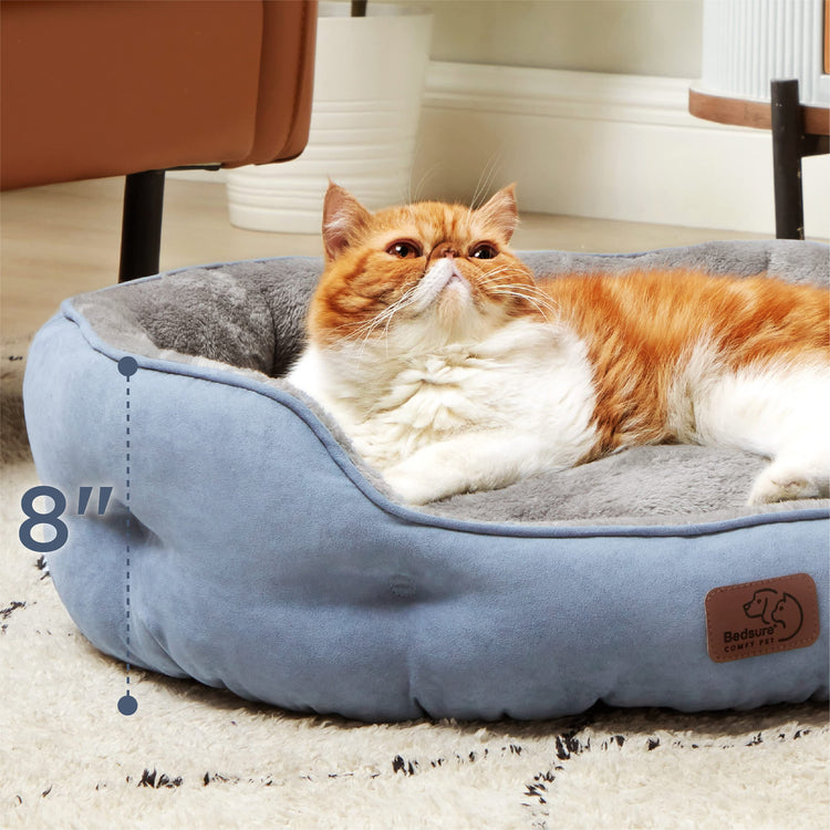 Bedsure Dog Beds for Small Dogs - Round Medium Cat Beds for Indoor Cats, Washable Pet Bed for Puppy and Kitten with Slip-Resistant Bottom, 25 Inches, Taupe