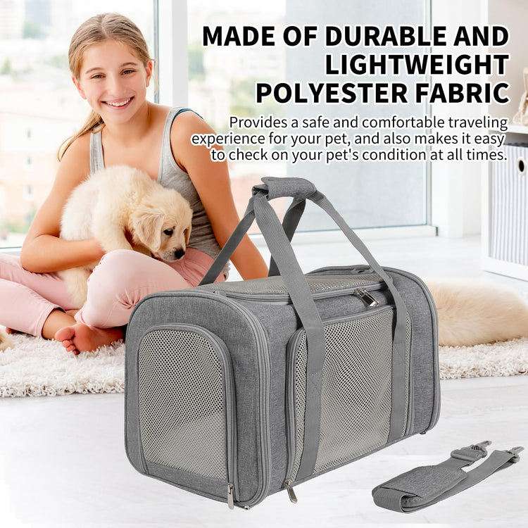Cat Dog Carriers Soft-Sided, Pet Travel Carrier for Small Cats Dogs Under to15lbs, Soft-Solid Collapsible Carrier,(Medium,Green)