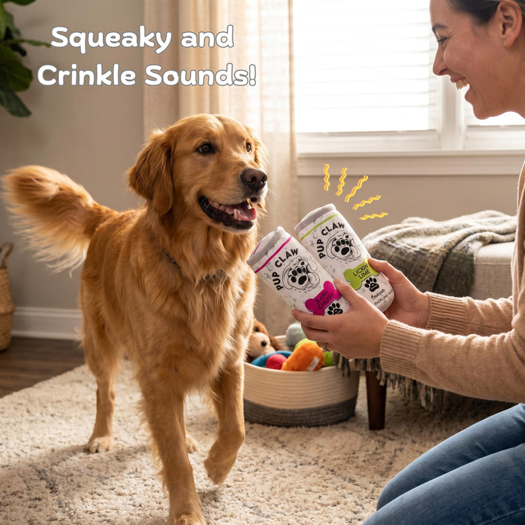 Nestpark Pup Claw Dog Toys - Funny Cute Plush Dog Toys with Squeaker and Crinkle - Parody (2 Pack) (Tropical Pack)